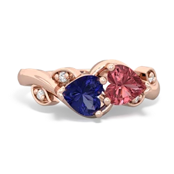 Lab Sapphire Floral Elegance 14K Rose Gold ring R5790