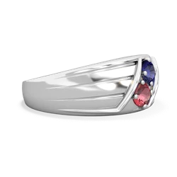 Lab Sapphire Men's Streamline 14K White Gold ring R0460