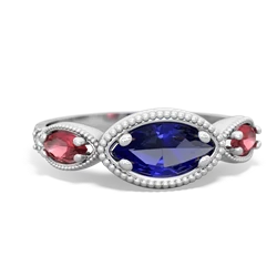 Lab Sapphire Milgrain Marquise 14K White Gold ring R5700