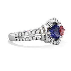 Lab Sapphire Art-Deco Keepsake 14K White Gold ring R5630