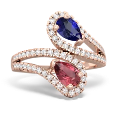 Lab Sapphire Diamond Dazzler 14K Rose Gold ring R3000