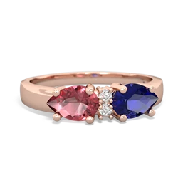 Lab Sapphire Pear Bowtie 14K Rose Gold ring R0865