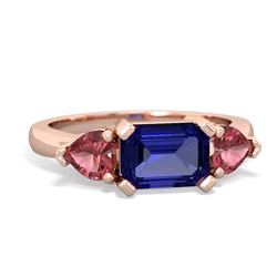 Lab Sapphire Three Stone 14K Rose Gold ring R5235