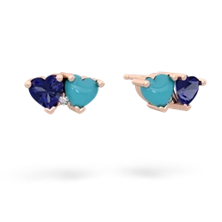 Lab Sapphire Sweethearts 14K Rose Gold earrings E5260