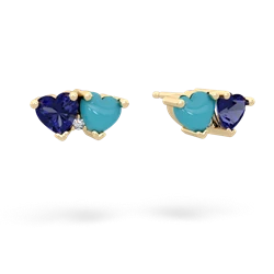 Lab Sapphire Sweethearts 14K Yellow Gold earrings E5260