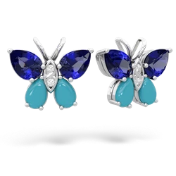 Lab Sapphire Butterfly 14K White Gold earrings E2215