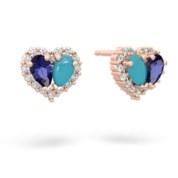 Lab Sapphire Halo 14K Rose Gold earrings E7008