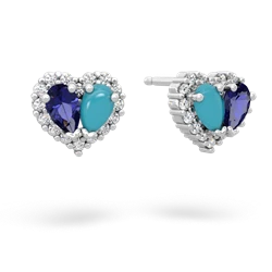 Lab Sapphire Halo 14K White Gold earrings E7008