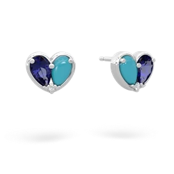 Lab Sapphire 'Our Heart' 14K White Gold earrings E5072