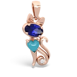 Lab Sapphire Kitten 14K Rose Gold pendant P5780