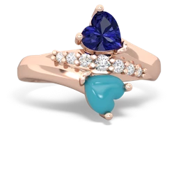 Lab Sapphire Heart To Heart 14K Rose Gold ring R2064