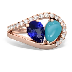 Lab Sapphire Nestled Heart Keepsake 14K Rose Gold ring R5650