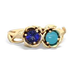 Lab Sapphire Rose Garden 14K Yellow Gold ring R5510