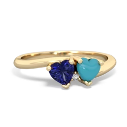 Lab Sapphire Sweethearts 14K Yellow Gold ring R5260