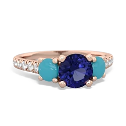 Lab Sapphire Pave Trellis 14K Rose Gold ring R5500