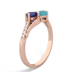 Lab Sapphire Infinity Pave Two Stone 14K Rose Gold ring R5285