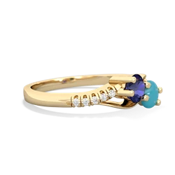 Lab Sapphire Infinity Pave Two Stone 14K Yellow Gold ring R5285