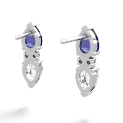 Lab Sapphire Bowtie Drop 14K White Gold earrings E0865