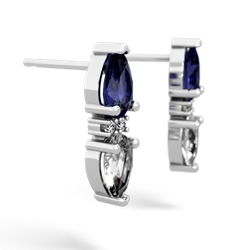 Lab Sapphire Bowtie Drop 14K White Gold earrings E0865