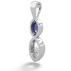 Lab Sapphire Antique-Style Halo 14K White Gold pendant P5700