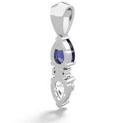 Lab Sapphire Bowtie Drop 14K White Gold pendant P0865