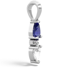 Lab Sapphire Bowtie Drop 14K White Gold pendant P0865