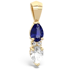 Lab Sapphire Bowtie Drop 14K Yellow Gold pendant P0865