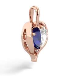 Lab Sapphire Two Become One 14K Rose Gold pendant P5330