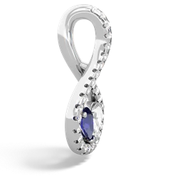 Lab Sapphire Pave Twist 'One Heart' 14K White Gold pendant P5360