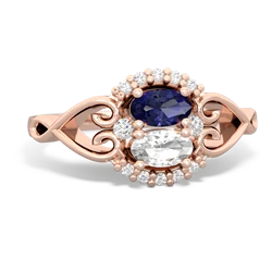 Lab Sapphire Love Nest 14K Rose Gold ring R5860