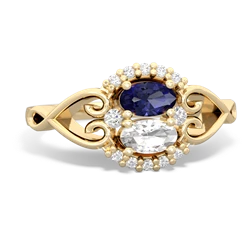 Lab Sapphire Love Nest 14K Yellow Gold ring R5860