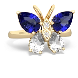 Lab Sapphire Butterfly 14K Yellow Gold ring R2215