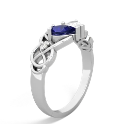 Lab Sapphire 'One Heart' Celtic Knot Claddagh 14K White Gold ring R5322