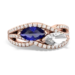 Lab Sapphire Diamond Rivers 14K Rose Gold ring R3070