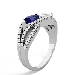 Lab Sapphire Diamond Rivers 14K White Gold ring R3070