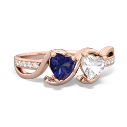 Lab Sapphire Side By Side 14K Rose Gold ring R3090