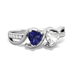 Lab Sapphire Side By Side 14K White Gold ring R3090