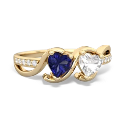 Lab Sapphire Side By Side 14K Yellow Gold ring R3090