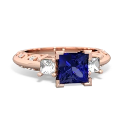 Lab Sapphire Eternal Embrace Engagement 14K Rose Gold ring C2001