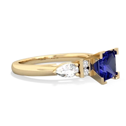 Lab Sapphire 6Mm Princess Eternal Embrace Engagement 14K Yellow Gold ring C2002