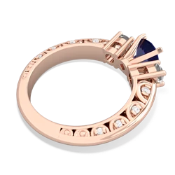 Lab Sapphire Art Deco Eternal Embrace Engagement 14K Rose Gold ring C2003