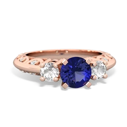 Lab Sapphire Art Deco Eternal Embrace Engagement 14K Rose Gold ring C2003