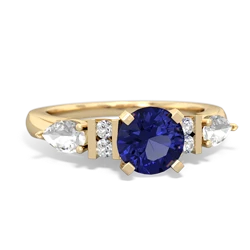 Lab Sapphire 6Mm Round Eternal Embrace Engagement 14K Yellow Gold ring R2005