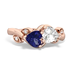 Lab Sapphire Floral Elegance 14K Rose Gold ring R5790