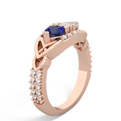 Lab Sapphire Sparkling Celtic Knot 14K Rose Gold ring R2645