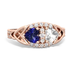 Lab Sapphire Sparkling Celtic Knot 14K Rose Gold ring R2645