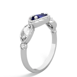 Lab Sapphire Milgrain Marquise 14K White Gold ring R5700