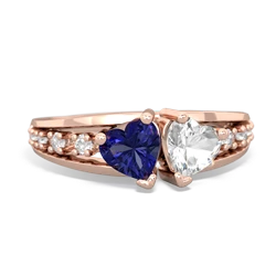 Lab Sapphire Heart To Heart 14K Rose Gold ring R3342