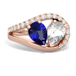 Lab Sapphire Nestled Heart Keepsake 14K Rose Gold ring R5650