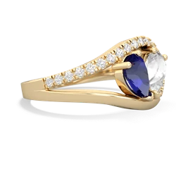 Lab Sapphire Nestled Heart Keepsake 14K Yellow Gold ring R5650